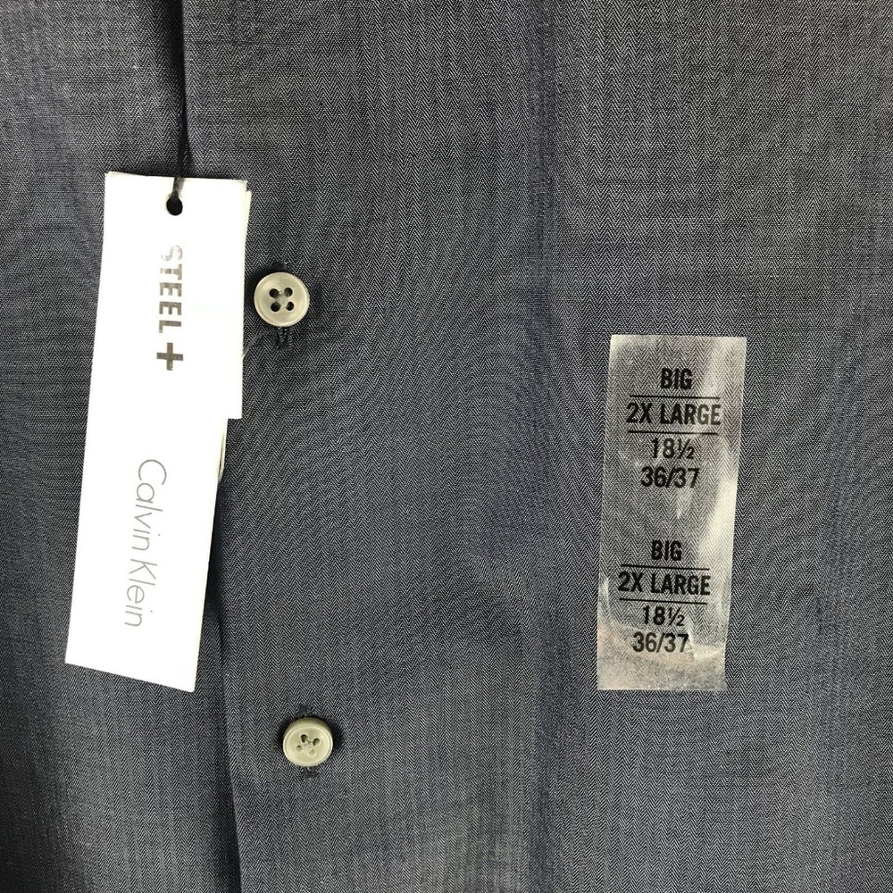 Calvin Klein Steel Non Iron Smoky Blue Long Sleeve - Picture 5 of 7